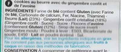 Lista de ingredientes del producto Cookies Stem Ginger Marks & Spencer 225 g