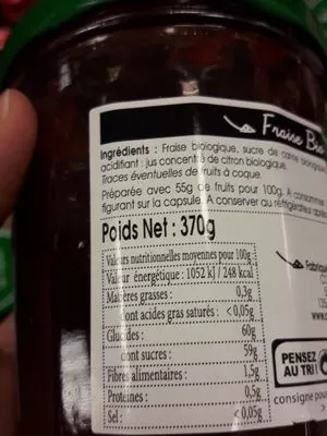 Lista de ingredientes del producto Confiture de fraise  370 g