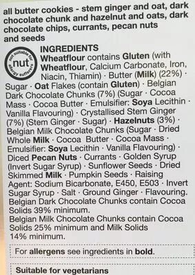 Lista de ingredientes del producto All Butter Cookies Marks & Spencer 