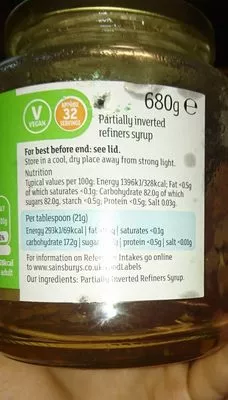 Lista de ingredientes del producto Golden sirup By Sainsbury's 