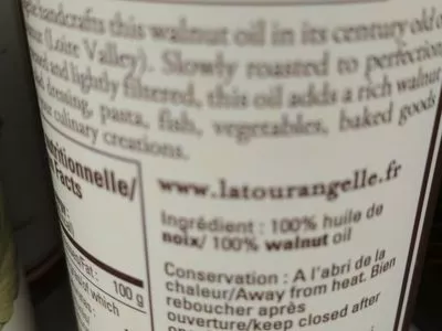 Lista de ingredientes del producto Huile de noix La tourangelle 250 ml