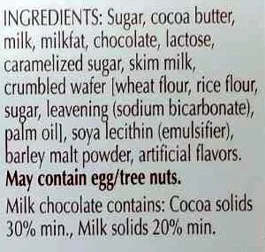 Lista de ingredientes del producto Lindt, creme brulee milk chocolate Lindt,  Lindt & Sprungli Sas 3.5 OZ (100g)