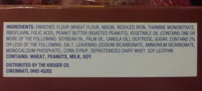 Lista de ingredientes del producto Kroger, sandwich crackers, peanut butter  