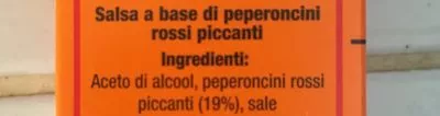 Lista de ingredientes del producto Original pepper sauce Tabasco, Mc. Ilhenny Co. 59 mL