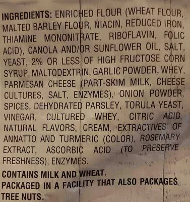 Lista de ingredientes del producto croutons  