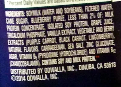 Lista de ingredientes del producto Blueberry protein Odwalla 15.2 fl. oz (450 mL)