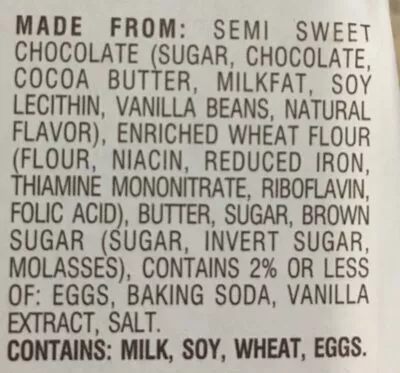 Lista de ingredientes del producto Pepperidge farm cookies dark chocolate chip  