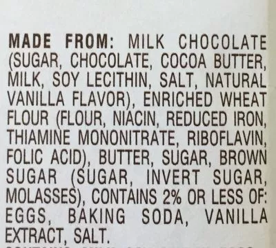 Lista de ingredientes del producto Pepperidge farm cookies milk chocolate chip Pepperidge Farm 6.9 oz