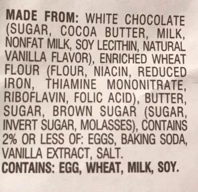 Lista de ingredientes del producto Pepperidge farm cookies white chocolate chip Pepperidge Farm 