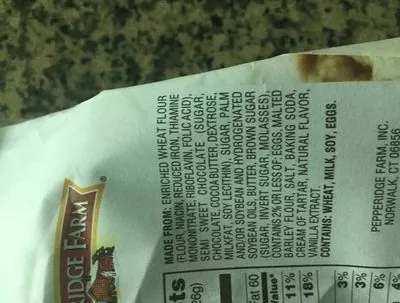 Lista de ingredientes del producto Pepperidge farm cookies Pepperidge Farm 