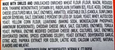 Lista de ingredientes del producto Pepperidge farm crackers xtra ched Pepperidge Farm 6.6 oz / 187 g