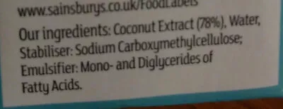 Lista de ingredientes del producto Coconut Cream by Sainsbury's Sainsburys 250 ml