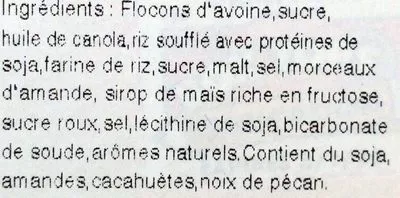 Lista de ingredientes del producto Crunchy Granola Bars Crunchy Roasted Almond Nature Valley, General Mills 253 g (6 * 42 g)