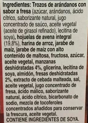 Lista de ingredientes del producto Fruteria con fresa manzana Nature Valley 156 g