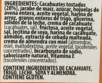 Lista de ingredientes del producto sweet & salty nut Nature Valley 210 g