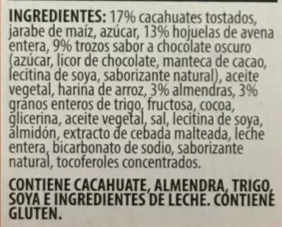 Lista de ingredientes del producto Sweet & salty nut Nature valley 210 g