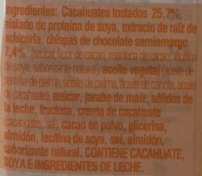 Lista de ingredientes del producto  Nature valley 