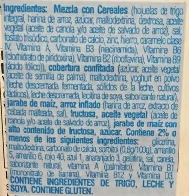 Lista de ingredientes del producto Cinnamon Toast Crunch Treats General Mills 192 g