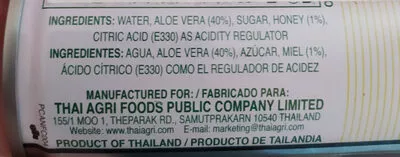 Lista de ingredientes del producto Aloe vera drink with honey Foco, Thai Agri Foods Co.  Ltd. 350ml