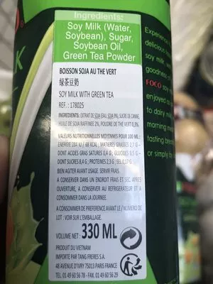 Lista de ingredientes del producto Soy milk Foco 