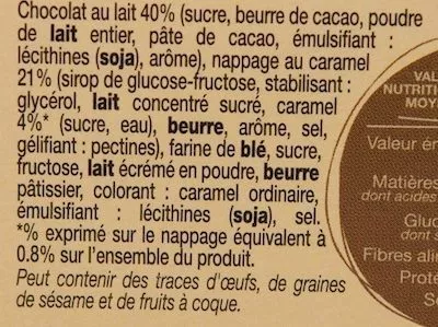 Lista de ingredientes del producto Brins de ChocoCaramel Bijou 280 g (4 étuis de 6 brins)