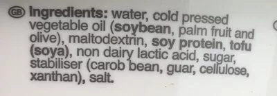 Lista de ingredientes del producto Milk free sour cream Tofutti Brands Inc. 