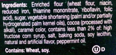 Lista de ingredientes del producto Girl scouts cookie thin mints  