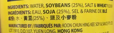 Lista de ingredientes del producto Sauce de soja claire Koon Chun 600 ml