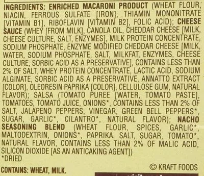 Lista de ingredientes del producto Velveeta Skillet Nacho Supreme Heinz,  Velveeta 