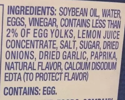 Lista de ingredientes del producto REAL MAYO KRAFT 3,79 l