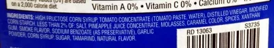 Lista de ingredientes del producto Barbecue sauce Safeway kitchens, Safeway,  Signature Kitchens 5 lb (2.27 kg)