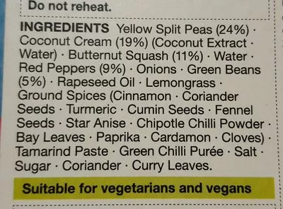 Lista de ingredientes del producto Taste Malaysia Rainbow Vegetable Curry  