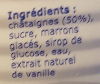 Lista de ingredientes del producto Crème de Marrons de l'Ardèche Clément Faugier 500 g