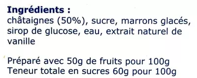 Lista de ingredientes del producto Crème de marrons de l'Ardèche Clément Faugier 220 g