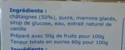 Lista de ingredientes del producto Crème de marrons Clément Faugier 4 x 100g