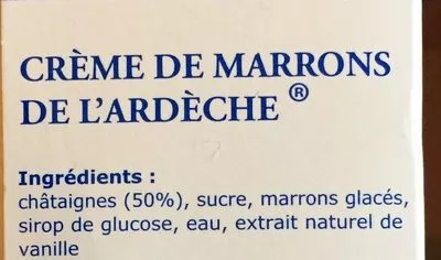 Lista de ingredientes del producto Crème de marrons de l'Ardèche Clément Faugier, Faugier 340 g (4 * 85 g)