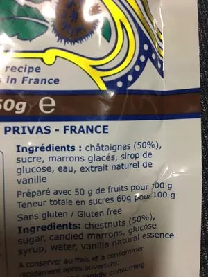 Lista de ingredientes del producto Crème de marron gourde Clément Faugier 750g