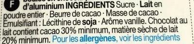 Lista de ingredientes del producto Chocolate Football Game Marks & Spencer 