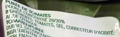 Lista de ingredientes del producto Purée de tomates Del Monte 140 g