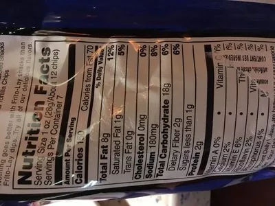 Lista de ingredientes del producto  Doritos 