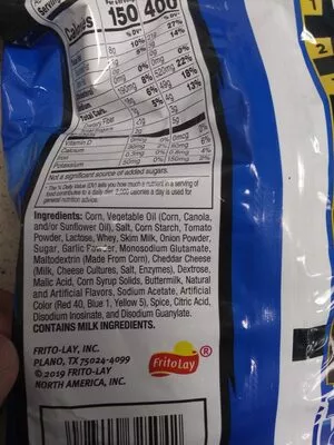 Lista de ingredientes del producto  Frito Lay 