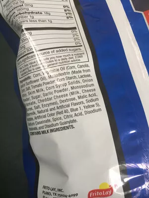 Lista de ingredientes del producto  Doritos 