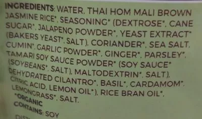 Lista de ingredientes del producto Organic brown jasmine rice Village Harvest 