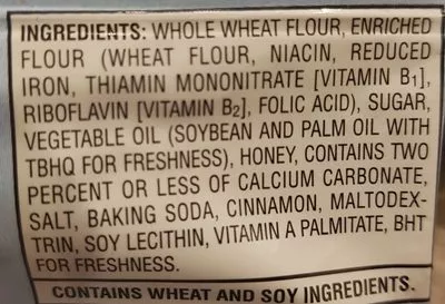 Lista de ingredientes del producto Keebler, grahams crackers bug bites, cinnamon  