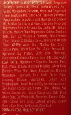 Lista de ingredientes del producto BANQUET Basic Meatloaf Meal, 8 OZ Banquet 