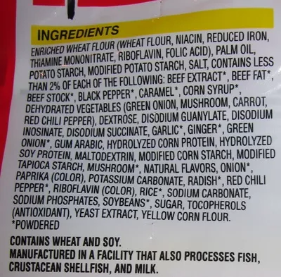 Lista de ingredientes del producto Nongshim, shin ramyun, noodle soup Nongshim,   Nongshim America  Inc. 480 g