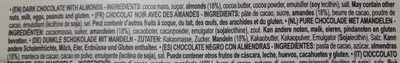 Lista de ingredientes del producto Barra De Chocolate Godiva Amargo Com Amêndoas Godiva 300 g