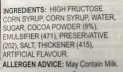 Lista de ingredientes del producto Sauce Chocolat Hershey's 