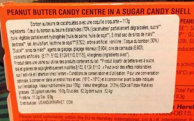 Lista de ingredientes del producto Reese's Pieces 113G Hershey's 113 g