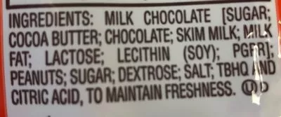 Lista de ingredientes del producto Milk chocolate miniature peanut butter cups Reese's 559 